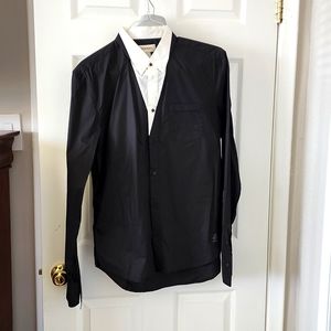Diesel xl white and black dress shirt